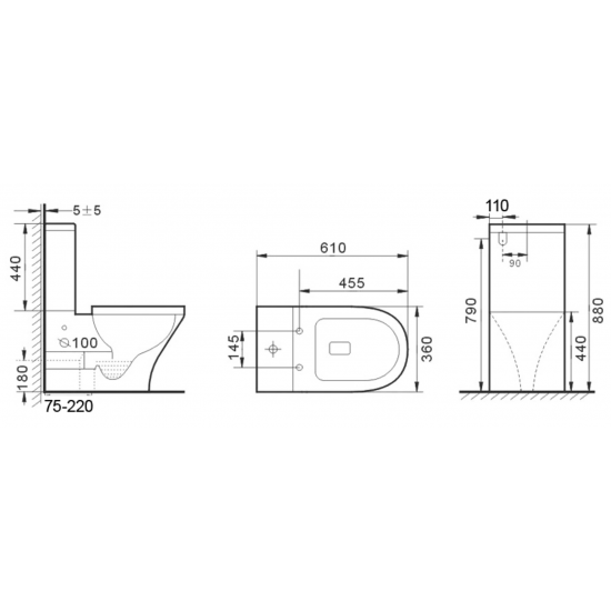 T6096 — LYON Tornado- Rimless Toilet Suite