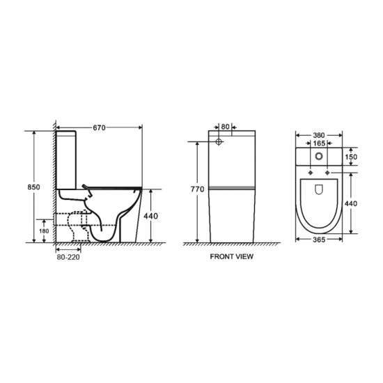 T2125A-R — ATLANTA Rimless Toilet Suite