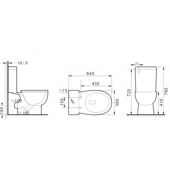 T6009P — YORK Rimless Toilet Suite