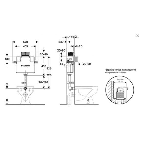 GBT-368-MIDKAPPA — GEBERIT Kappa Mid-level Concealed Cistern