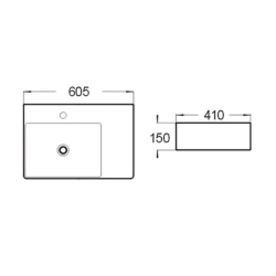 BA800LHB — Above Counter/Wall Hung Basin