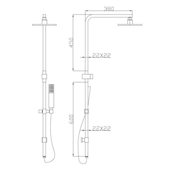 BSS03 black — Square Shower Set in black