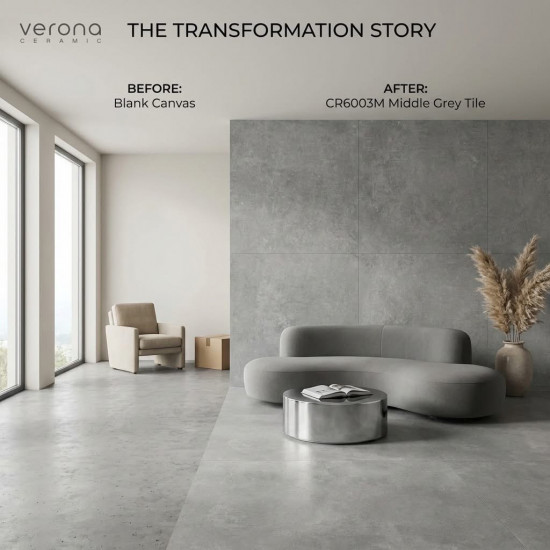 Concrete Look Middle Grey Matt 600x600 – Contemporary Porcelain Tile