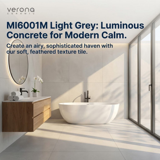 Millano Light Grey Concrete Look Matt 600x600 – Premium Porcelain Tile